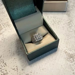 4.00 CT. T.W. Princess Cut Diamond Square Frame Ring in 14K White Gold